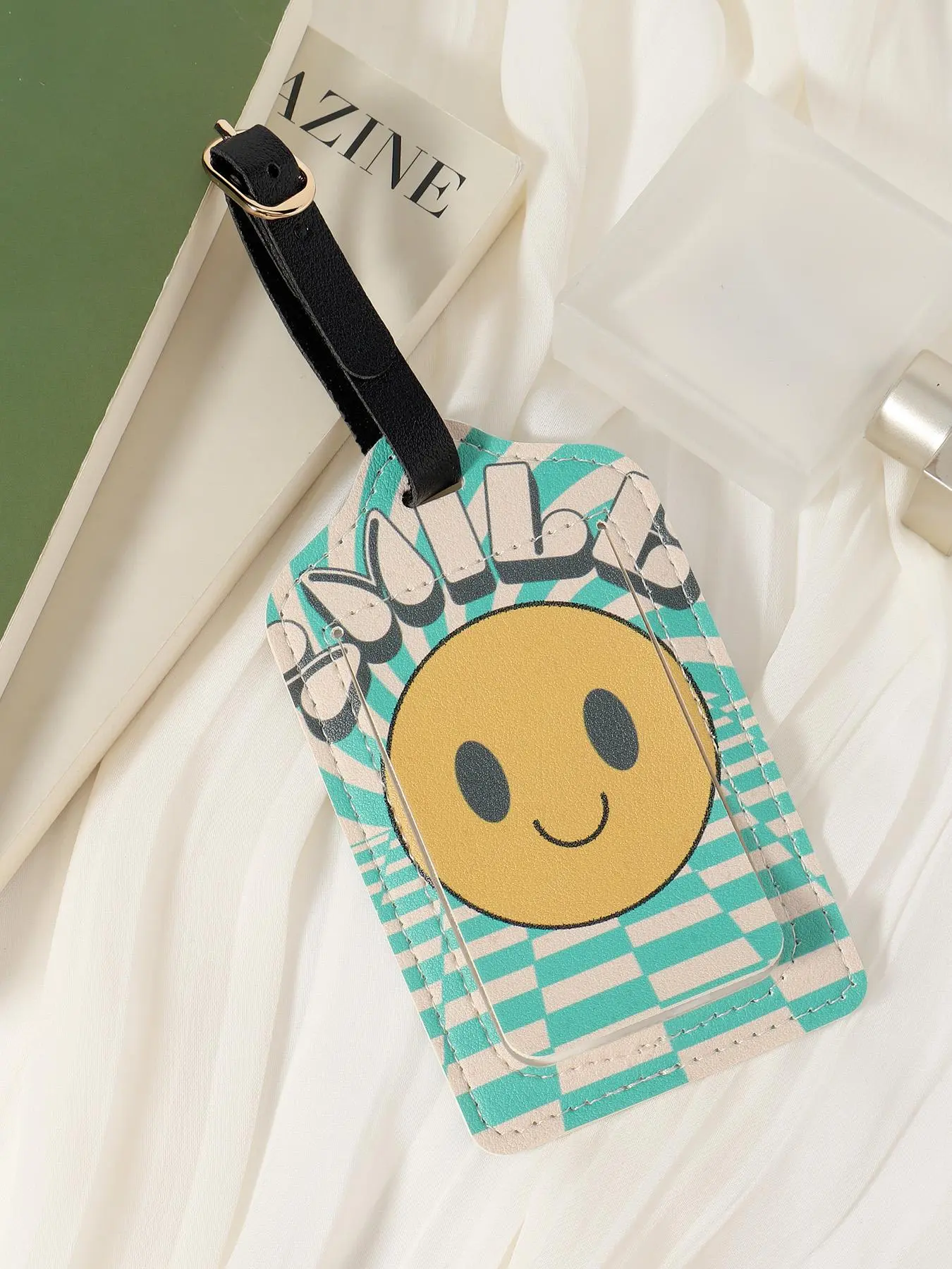 Cartoon Face Pattern Luggage Tag, Cute Lightweight Backpack Tag, Suitcase Tag, Travel Bag Tag, Leather Tag, Travel Carrying Identification Tag