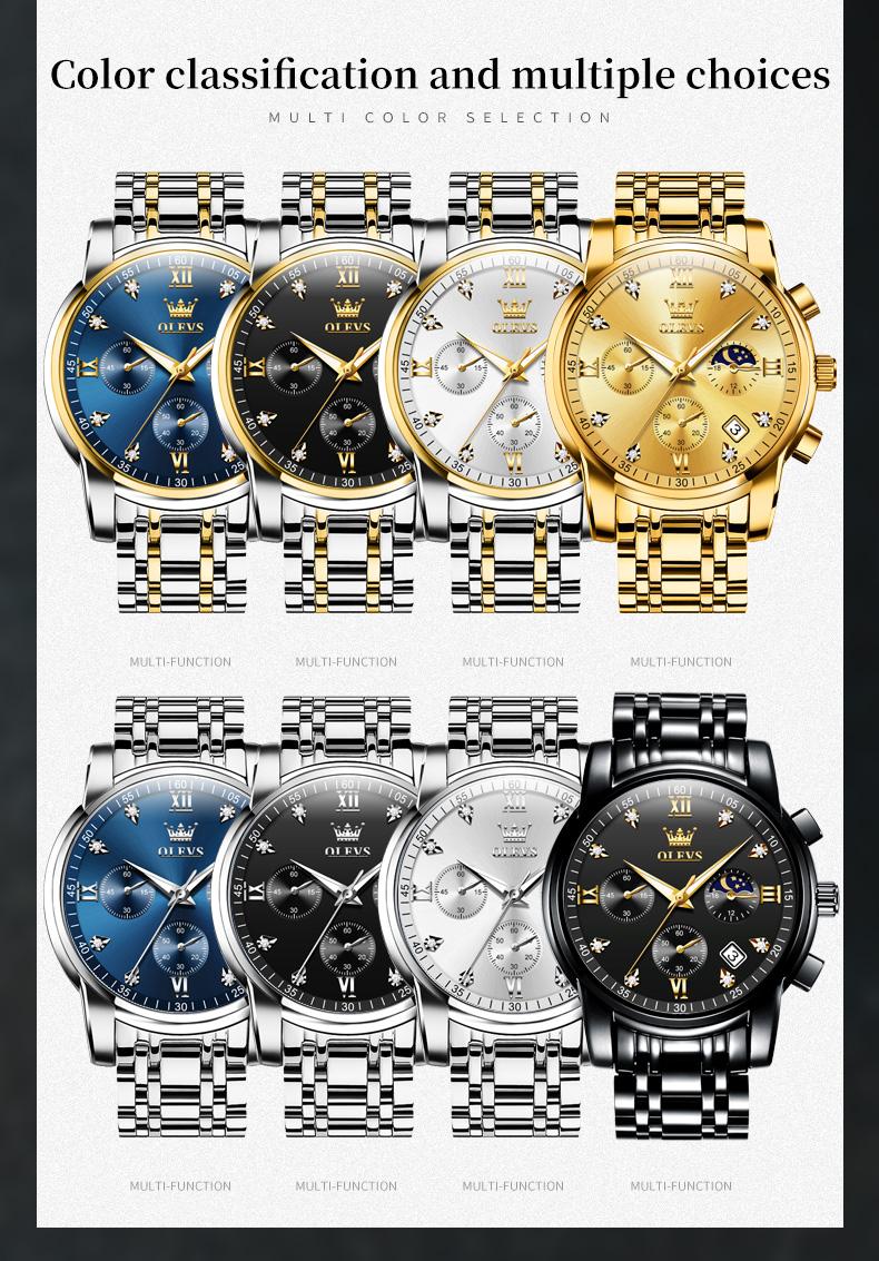 OLEVS Men's Chronograph Quartz Watch G2859 Stainless Steel Waterproof Luminous Date with Luminous Hands, 41 mm Diameter, 20 mm Band Length Casual Trendy Wristwatch OLEVS Men's Chronograph Quartz Watch G2859 Stainless Steel Waterproof Luminous Date with Luminous Hands, 41 mm Diameter, 20 mm Band Length Casual Trendy Wristwatch