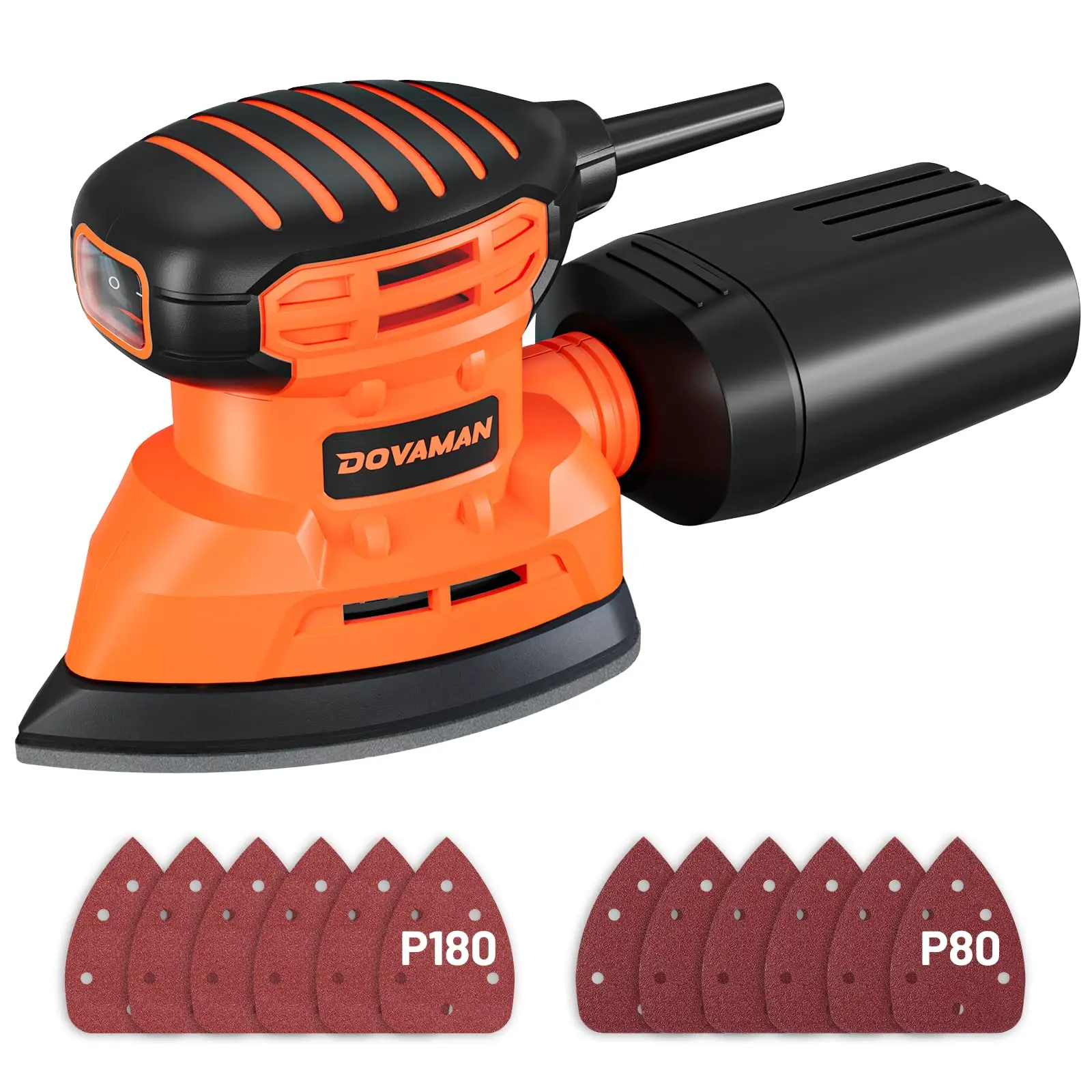 #sohochic DOVAMAN DLS03A 130W Detail Sander, up to 12000RPM, with 12PCS Sandpaper, Efficient Dust Collection System, for Wood and Steel Surfaces,#Summervibes