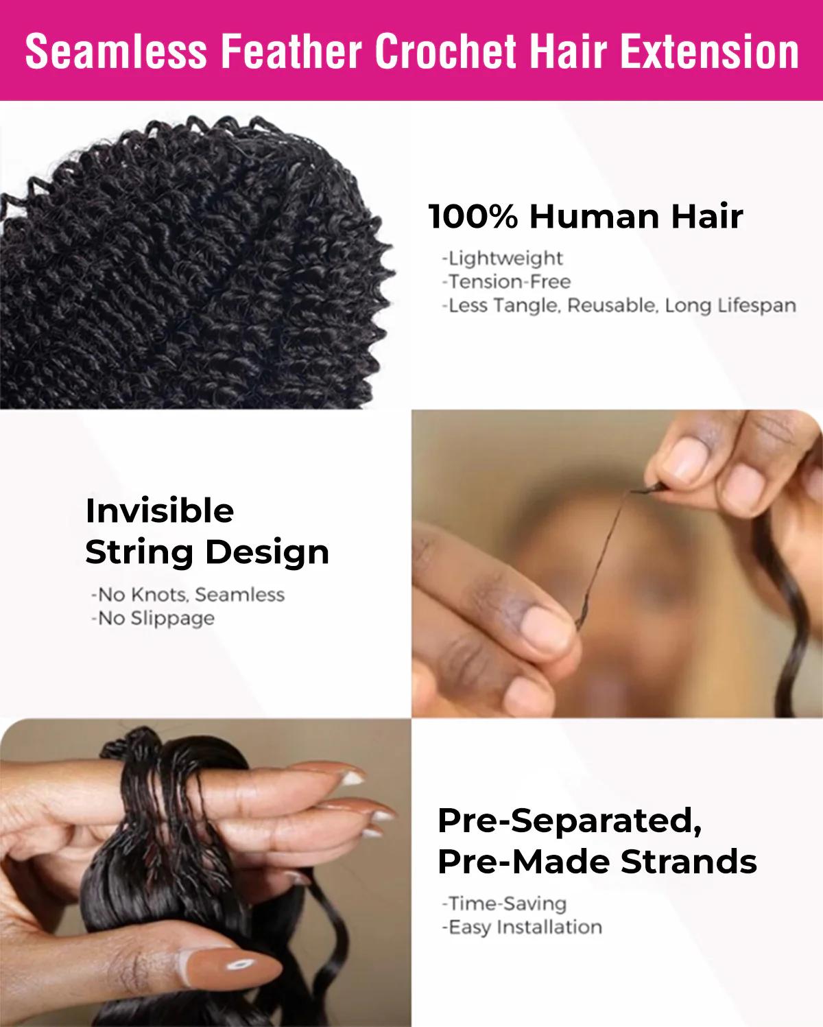 【New In】ISEE HAIR Crochet Braid Hair Extensions Miracle Knots Kinky Curly Human Hair Extensions Knotless Pre-Separated 50g/Pack#SpringStatements