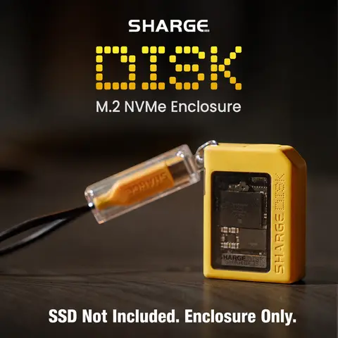 SHARGE Disk M.2 NVMe SSD Enclosure ( Enclosure only. SSD not included. ) with Active Cooling System, 10Gbps USB C 3.2 Gen2, Storage for iPhone 15 Pro, Steam Deck, ROG Ally, Enclosure NVMe Reader Supports M Keys and Size 2230 SSDs