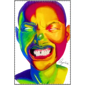 And Still I Smile | Colorful Face Satin Poster | Rainbow Portrait Art Print