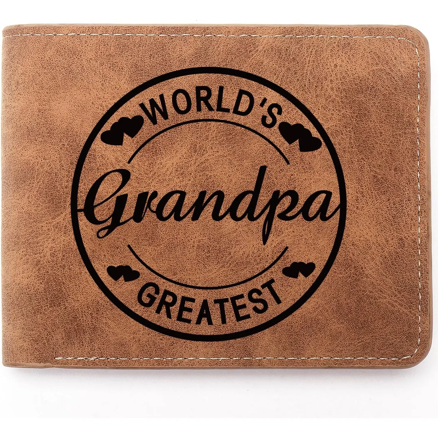 To My Grandpa Gifts,Leather Wallet for Men, Engraved Personalized Leather Wallet,Birthday Gift,Father's Day Gifts for Grandpa from Grandson Granddaughter (Greatest Grandpa)
