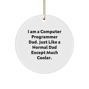 Funny Computer Programmer Gifts for Dad - I Am A Computer Programmer Dad Circle Ornament, Christmas Unique Ornaments for Home