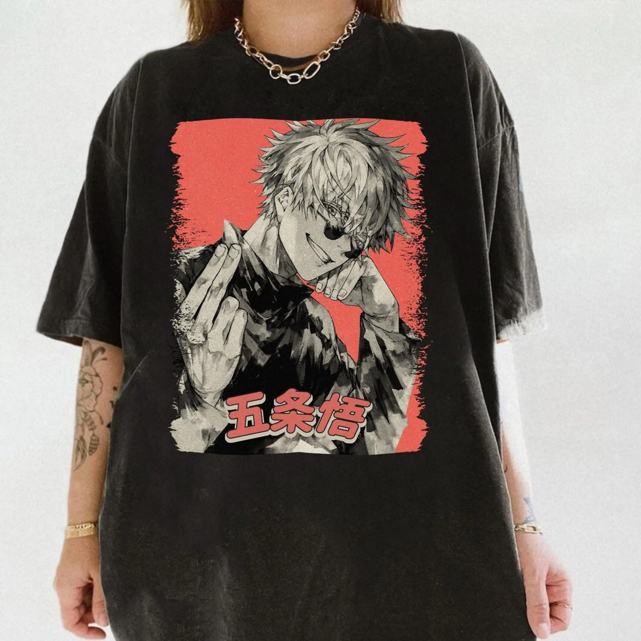 Gojo Satoru JJK Anime Y2k Graphic Tee, Satoru Gojo Jujutsu Kaisen Anime Youth Shirt, Gojo JJK Anime T-Shirt for Men, Women and Kids