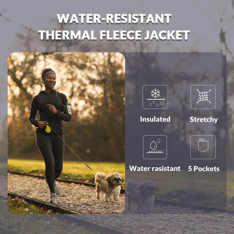 baleaf Women's Fleece Running Jacket Water Resistant Full Zip Winter Cold Weather Gear Thermal Cycling Workout Jackets