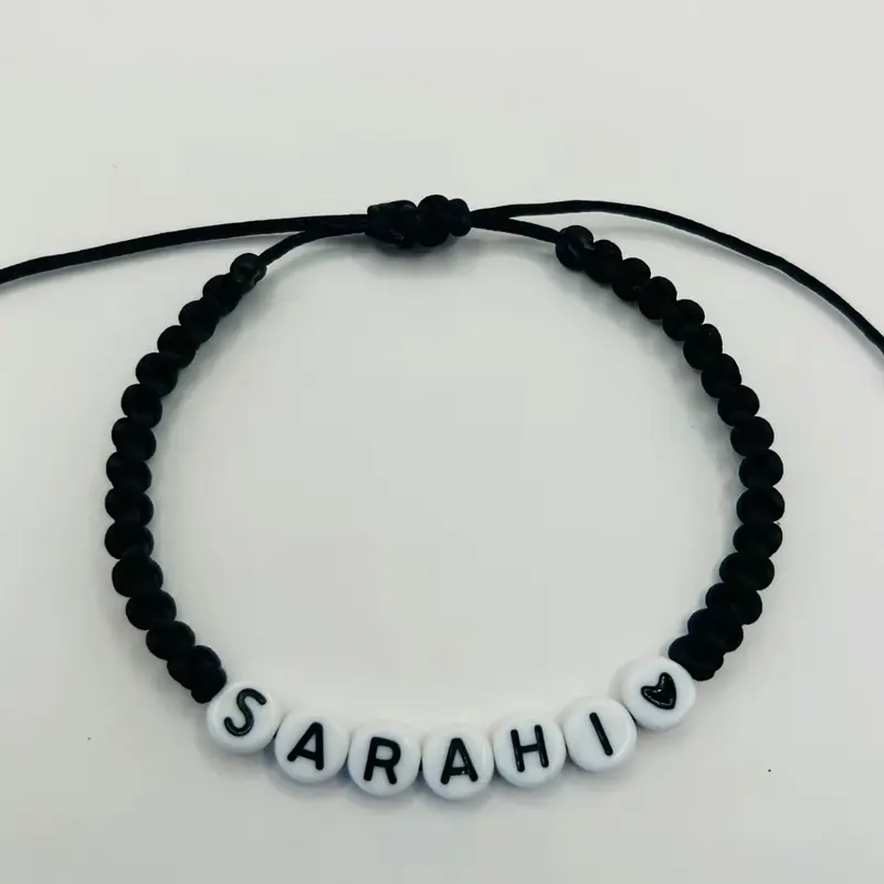 Custom Name Beaded Bracelet for Women, Casual Adjustable Jewelry with Personalized Letter Beads for Daily Wear and Anniversary Gifts, Beaded Strand Bracelet, Unisex Names