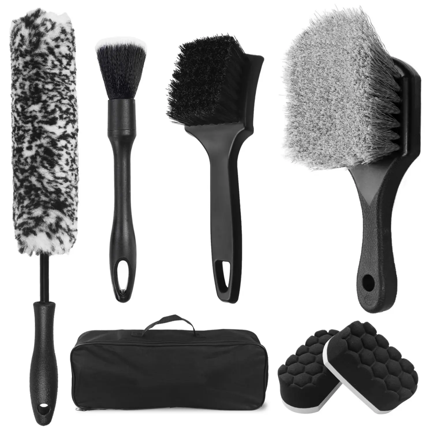 7Pcs Car Wheel Brush kit, Tire Brush, Wheel Cleaner Brush, Soft-bristled Rim Cleaner Brush, Tire Shine Applicator Pad, Car Detailing Brushes, Wheel Brushes for Cleaning Wheels,Tires