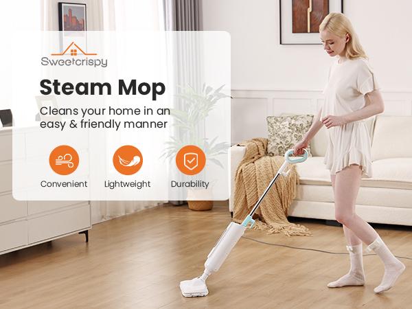 Steam Mop for Floor Cleaning, 2 Washable Pad, Lightweight Floor Steamer Cleaner for Hardwood/Tile/Laminate Floors Carpet