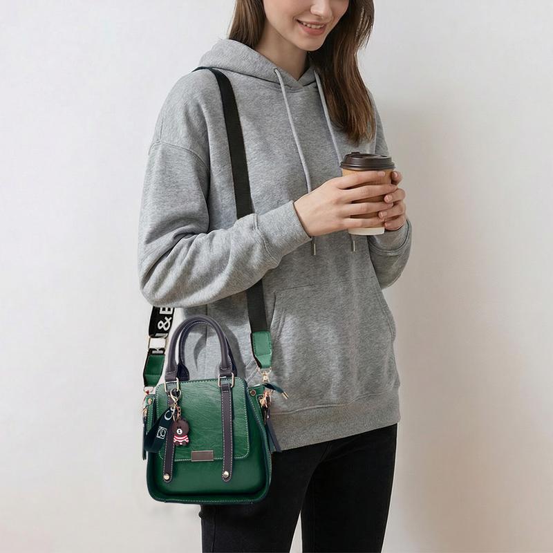 Classic Shoulder Bag for Women PU Leather Crossbody Bags with Top Handle and Zipper Closure for Daily Use and Party