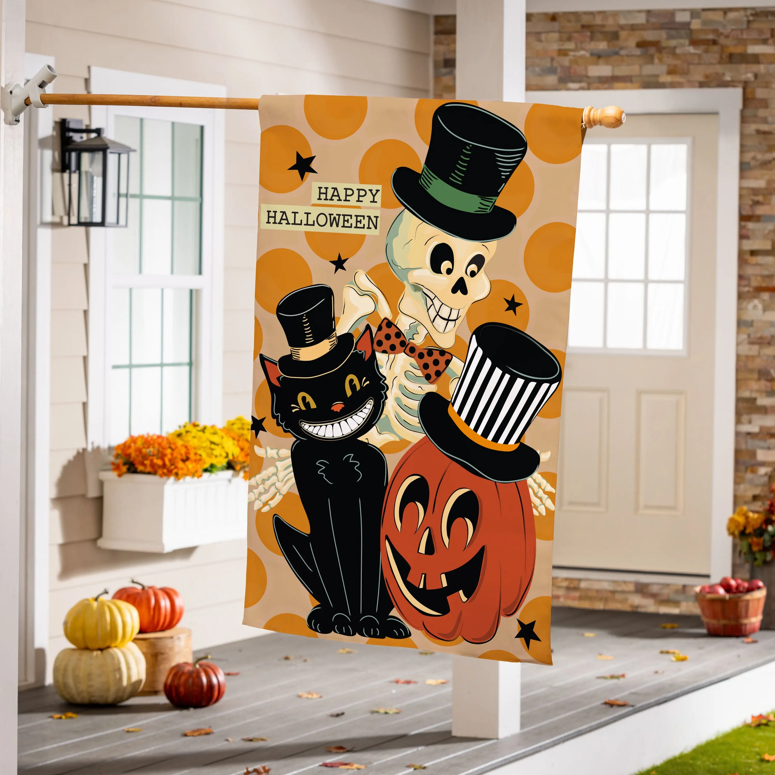 Halloween Trio Burlap Flag