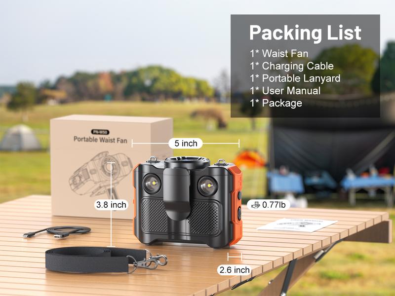 BLAVOR Bluetooth Waist Speaker, Bluetooth Speaker with HD Sound With Portable Fan , 16000RPM Strong Airflow Fan with up to 40H of Working Time, Personal Cool Clip Fans Under Shirt Belt for Outdoor, Work, Camping