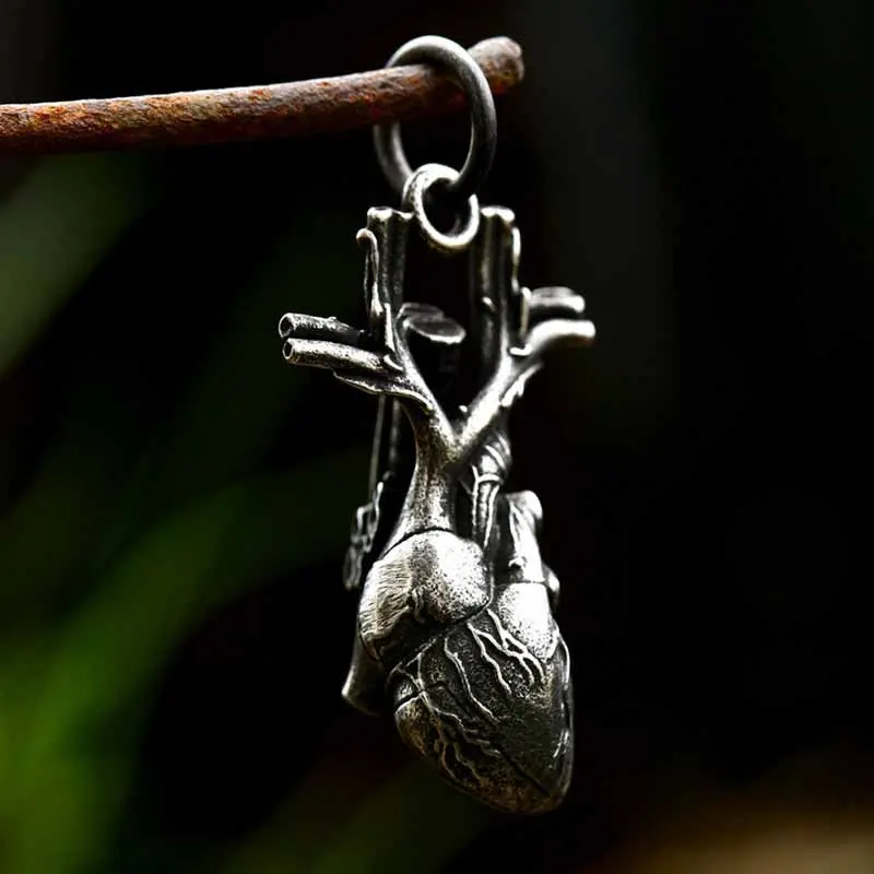 GTHIC Classic Vintage Heart Shape Pendant, Crafted from Durable Stainless Steel, Elegant Gothic Jewelry for Men, Everyday Wear Gift Idea
