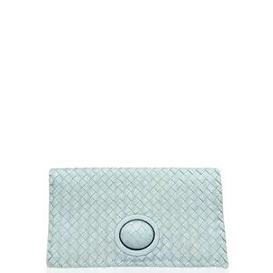 Pre-owned Bottega Veneta Leather clutches & wristlets Clutch Intrecciato Nappa Light Blue (hs012326d9)