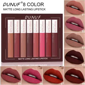 DUNUF European and American best-selling matte velvet lip gloss set, with high saturation, long-lasting color, water-resistant, sweat-proof, no dryness, no stickiness, and does not stain cups. It can maintain makeup all day without fading.