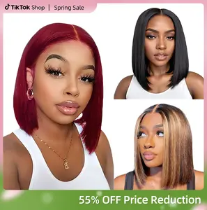 MIUULAAR Bone Straight 2x6 Short Bob HD Lace Glueless Pre Cut Lace Pre Plucked Hairline Pre Bleached Knots 200% Density Middle Parted Human Hair Wig for Effortless Elegance Lace Closure Wig Highlight Bob Wig Lace Bob Wig