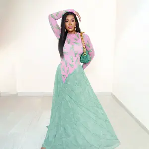 LebellaNova Color Block Graphic Print Fun Statement Fit and Flare A Line Maxi Dress