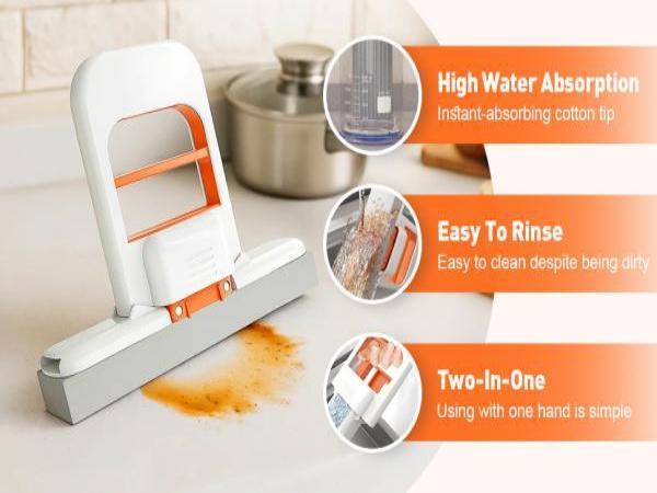 Mini , 2025 New Portable Self-Squeeze Small , Foldable Desktop s, Handheld Wet and Dry Use Cleaning Sponge s for Bathroom and Kitchen minihand mop Hands-Free Flat Floor Bucket Set Suction Cup Sponge Holder for Kitchen Sink  semiannual  sale  2023 easy ins