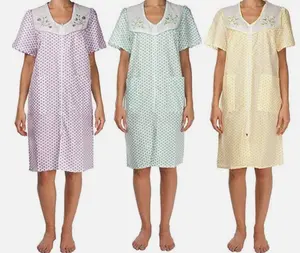 3 Pack Assorted Colors Shift Zipper Duster Housekeeping Dress Nightdress - Medium to 3X Available
