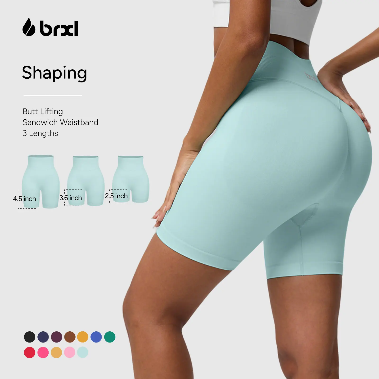 BRXL Women's Seamless Scrunched Shapewear Shorts - 2.5"/3.6" High Waisted Tummy Control Compression Biker Shorts for Active Women's Fitness & Abdominal Firming Sports, Womens Fitness, 2.5 Inch, Nylon, Plain, Solid,back to school,back to school haul