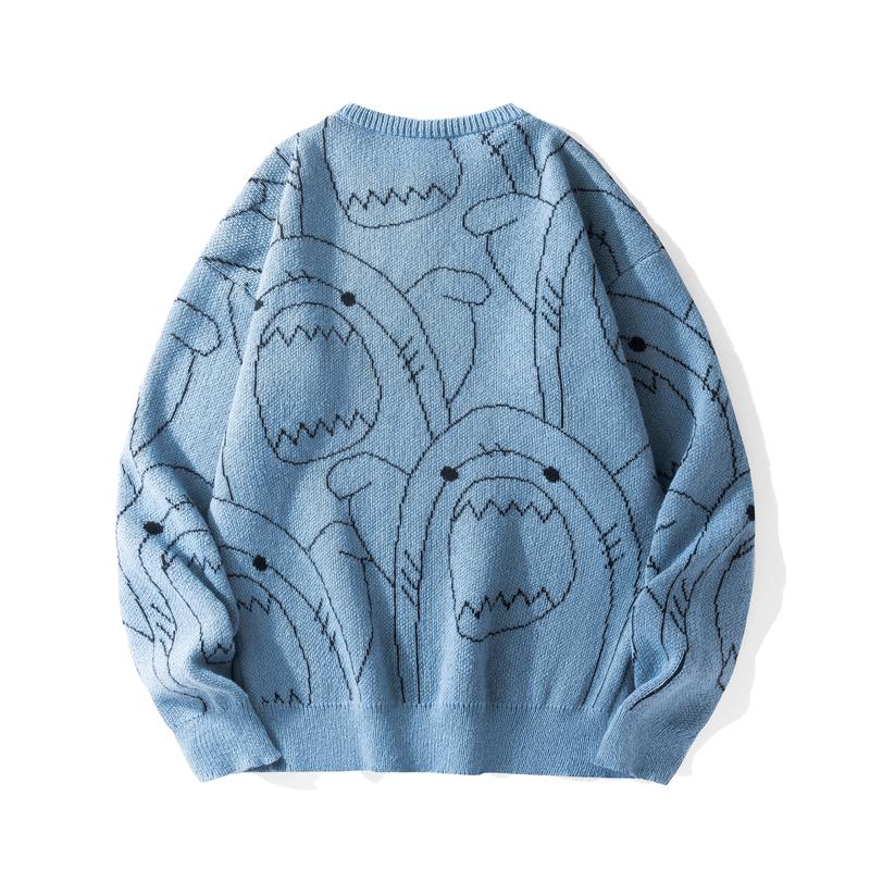 2026 #Springfresh Winter Cartoon Shark Crewneck Polyester Pullover Sweater Unisex Oversized Elegant Casual Streetwear Thick Knitwear Grey Fashion Sweaters Knitted 2026 #Springfresh Winter Cartoon Shark Crewneck Polyester Pullover Sweater Unisex Oversized Elegant Casual Streetwear Thick Knitwear Grey Fashion Sweaters Knitted