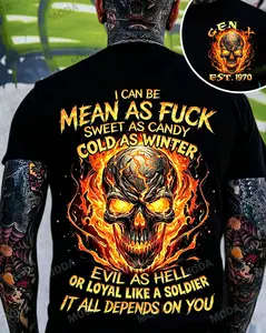 Chaosmoda Generation X I Can Be Mean As Fuck Sweet As Candy Cold As Winter Custom Year Skull T-shirt Breathable Tshirt Cotton