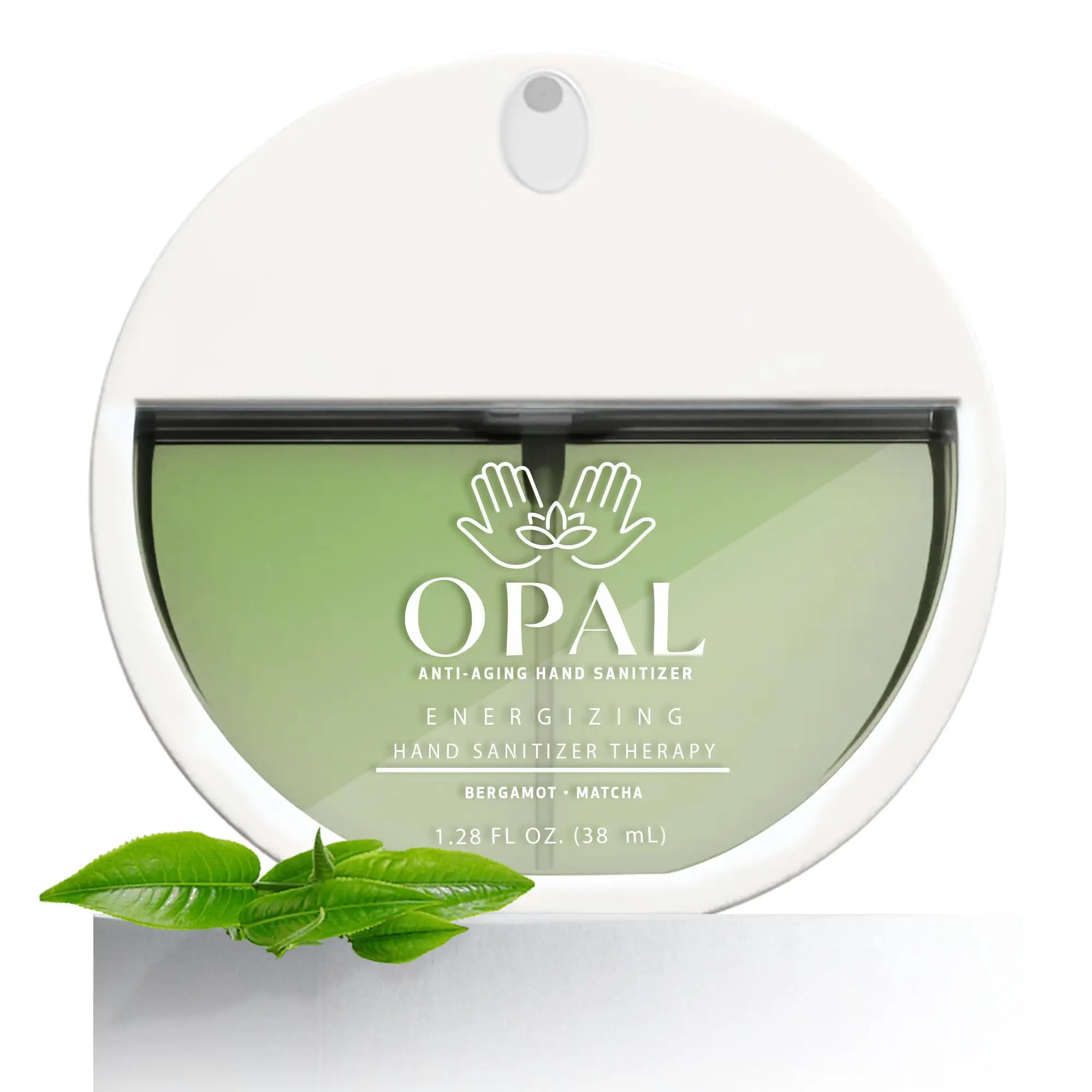 Opal Hyaluronic Hydrating Gentle Spray Hand Sanitizer with Sugar, 1.18oz Travel Size, Bergamot, Matcha & Energizing Oil, Germfree, Skin-Safe, Disinfecting, Daily Hand Care, Ideal Gift, Spray Hand Sanitizers