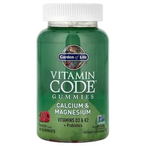 Garden of Life Vitamin Code® Gummies, Calcium & Magnesium, Raspberry, 60 Gummies