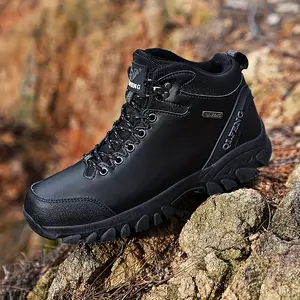 Women's Heavy-Duty Hiking Boots with Non-Slip Rubber Sole & Traction Tread - -Like Ankle, Round Toe & Low-Cut Design for Trekking, Camping, Mountain Trails - All-Terrain Outdoor Shoes (Black, Lace-Up)