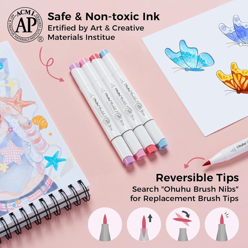 Ohuhu Soft Chisel Alcohol Markers Red Dot Design Award Winner Brush & Soft Chisel Dual Tips Drawing Markers for Artist Beginner Adult Coloring Illustration Sketching -Honolulu S - 24 skin-tone / 48 basic tone / 60 Illustration-color Ohuhu Soft Chisel Alcohol Markers Red Dot Design Award Winner Brush & Soft Chisel Dual Tips Drawing Markers for Artist Beginner Adult Coloring Illustration Sketching -Honolulu S - 24 skin-tone / 48 basic tone / 60 Illustration-color