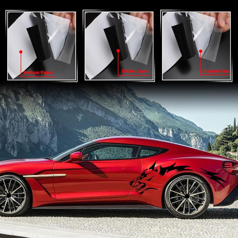 RAVOONY 2Pcs Wolf Car Sticker Decal for Car Body Side Stickers Auto Red-Eyed Wolf Totem Automotive Vinyl Truck Decal Bold Fierce Design Waterproof Universal Application Vehicle Exterior Decoration
