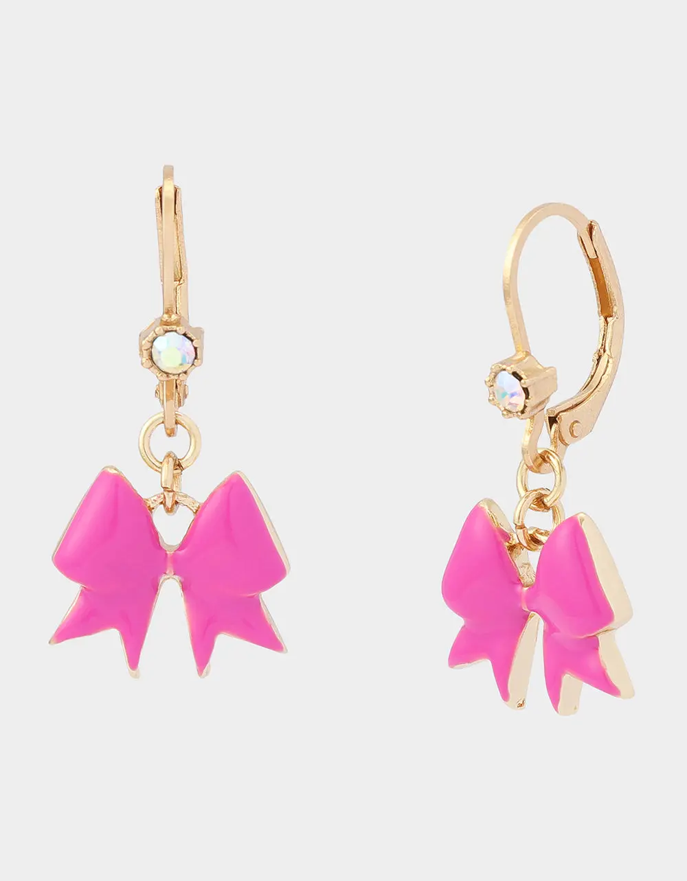 CHEER BOW LEVERBACK EARRING PINK