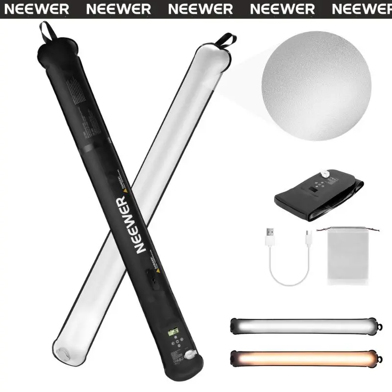 NEEWER GC21B 21W Bi-Color Handheld Inflatable LED Tube Light - Portable Filming, Photoshoot & Studio Video Lighting (for TikTok Shop Back to School), Filming Light, Portable Led Light