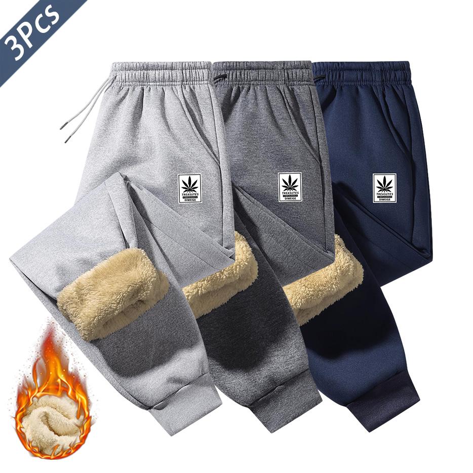 3 Pack Men's Thick Warm Winter Pants - Fleece Lined Cold Weather Sweatpants Ideal for Extreme Cold, Gym, Outdoors & Home - Christmas Gift Idea for Him, Athletic Pants for Men, Mens Workout Pants