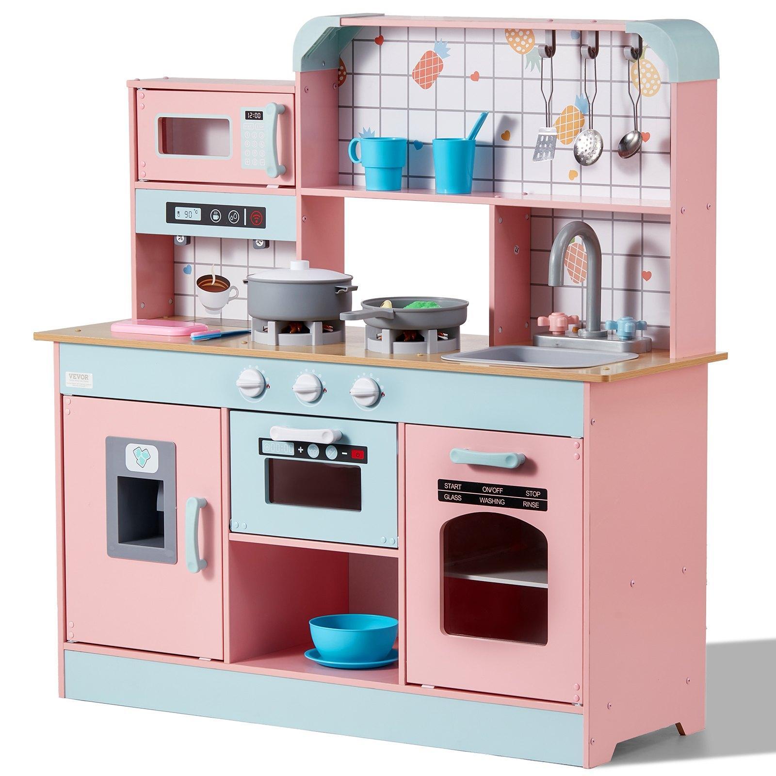 VEVOR Kids Kitchen Playset, Toddler Kitchen with Cooking Stove with Steam, Sounds and Lights