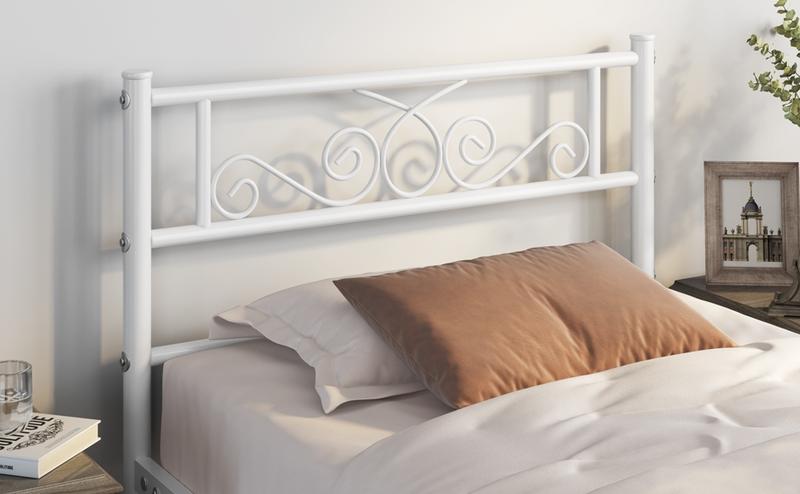 【Metal scroll design】Yaheetech Bed Frames Metal Platform Bed with Headboard and Footboard No Box Spring Needed Easy Assembly,Under-Bed Space