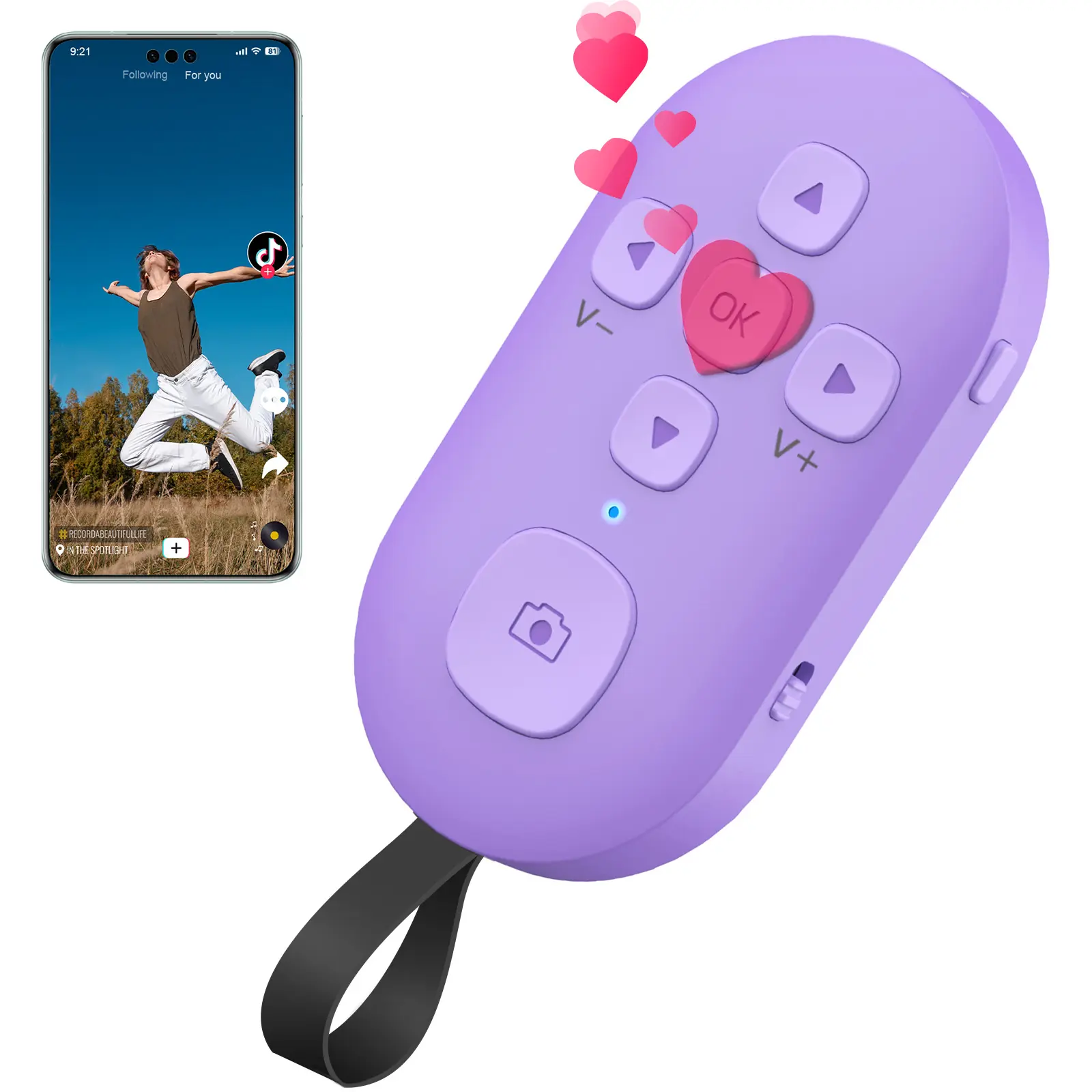 SEANCHEER R1 TikTok Scrolling Remote Control for Phone, Page Turner for Kindle App, Camera Shutter Controller for Photo and Video, Connect via Bluetooth, USB-C Charging