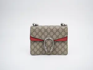 Pre-owned GUCCI canvas Crossbody Bags GG Supreme Monogram Mini Dionysus Shoulder Bag Hibiscus Red
