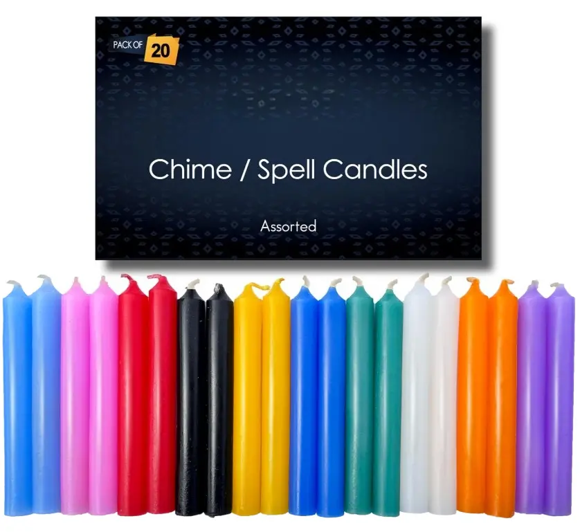 Spell Chime Candles, 20 Colored Mini Taper Candles, 4 Inch