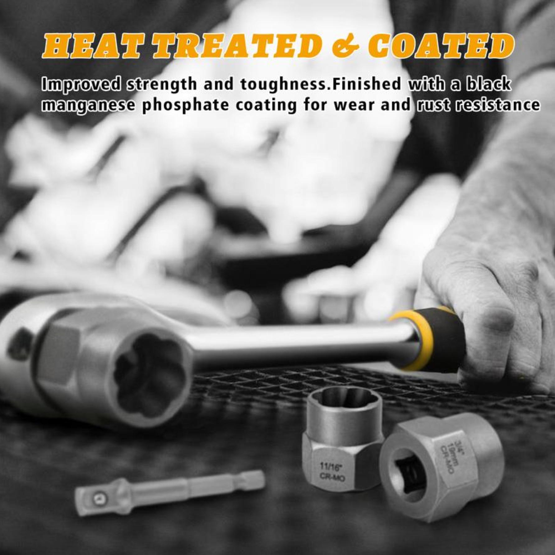 【TikTokShopBlackFriday 】 Bolt Extractor Tool Set, 13+1 Counts Impact & Nut Remover Stripped Lug Remover, Drive Rounded Bolt Remover for Removing Damaged, Frozen Universal Impact impact bolt