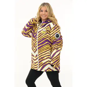 Zubaz NFL Adult Unisex Zebra Team Color Bleacher Blazer Snow Jacket, Minnesota Vikings