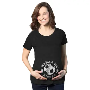 Maternity Mama's Little Kicker T Shirt Cute Soccer Pregnancy Tee Funny Graphic Maternity Tee Cute Pregnancy Tees With Plus Sizes Pregnant Funny Soccer Short Sleeve Maternity Shirts Black