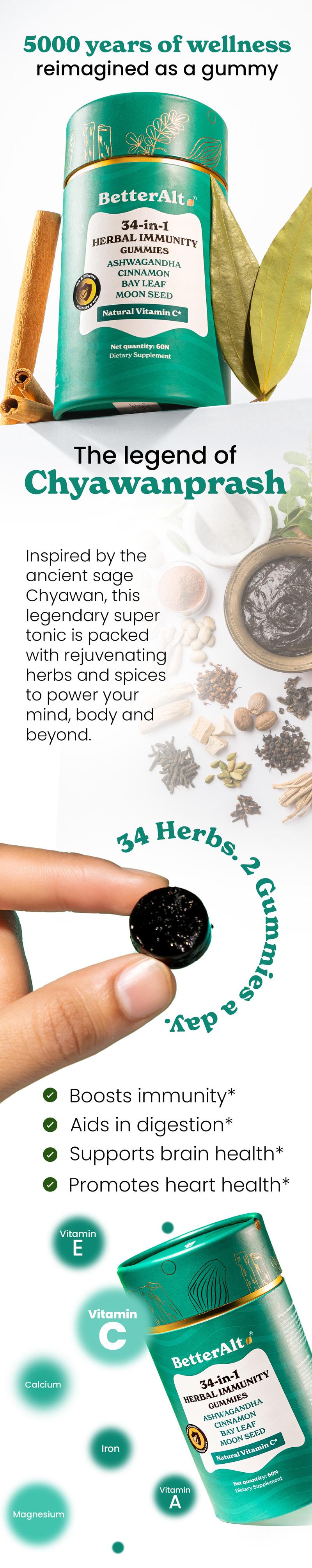 BetterAlt Sugar Free 34-in-1 Immunity Gummies | Digestive Support Supplement | Natural Vitamin C | Ashwagandha, Cinnamon, Bay Leaf | Sugar-free | 30N BetterAlt Sugar Free 34-in-1 Immunity Gummies | Digestive Support Supplement | Natural Vitamin C | Ashwagandha, Cinnamon, Bay Leaf | Sugar-free | 30N