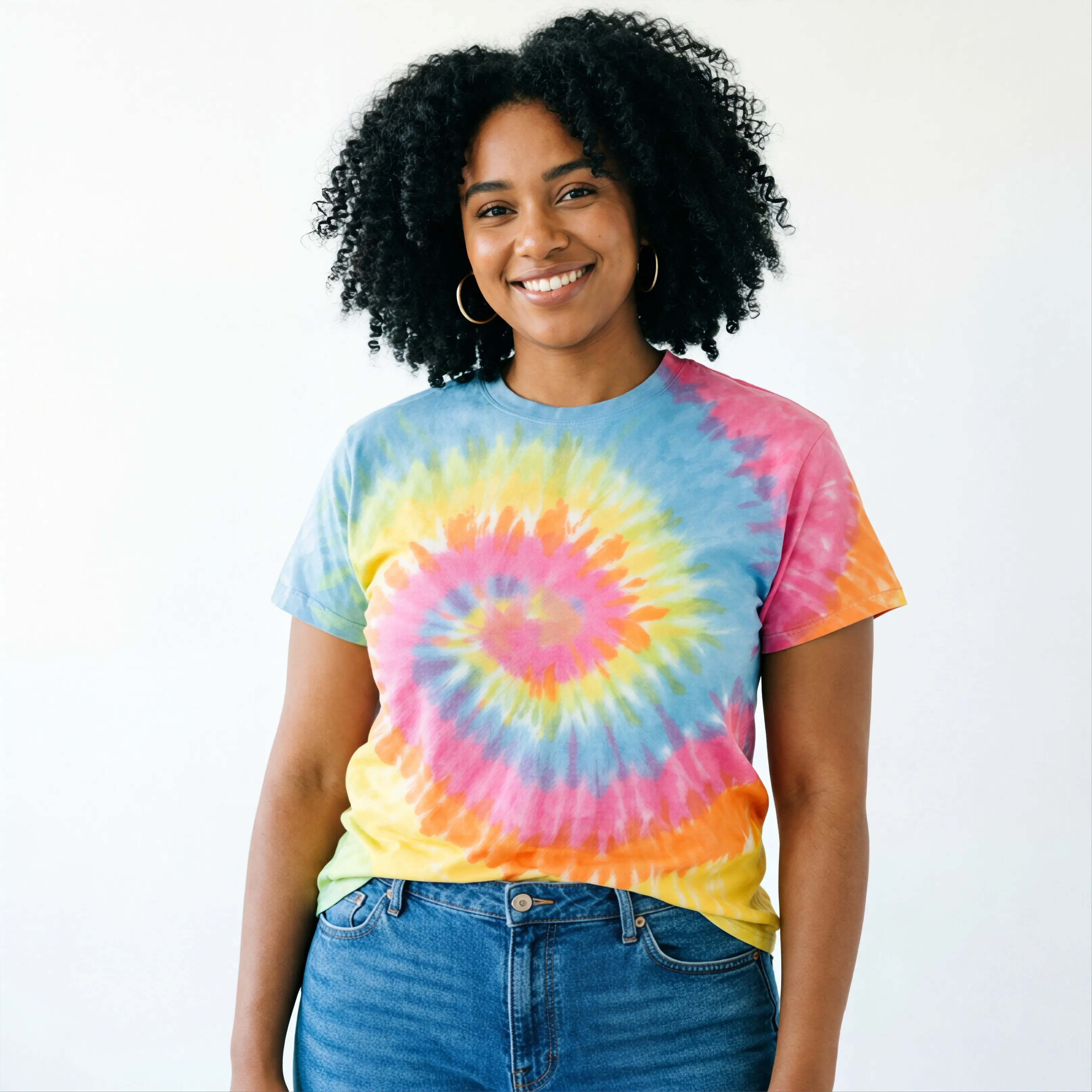 Women’s Short Sleeve Basic T-Shirt - Colorful Style Viral Tie Dye Aesthetic Top, Splatter Swirl Hand-Dye Breathable Mesh Knit Tee for Coffee Runs, Machine Washable, S-2XL (Pair with High-Waisted Bottoms)