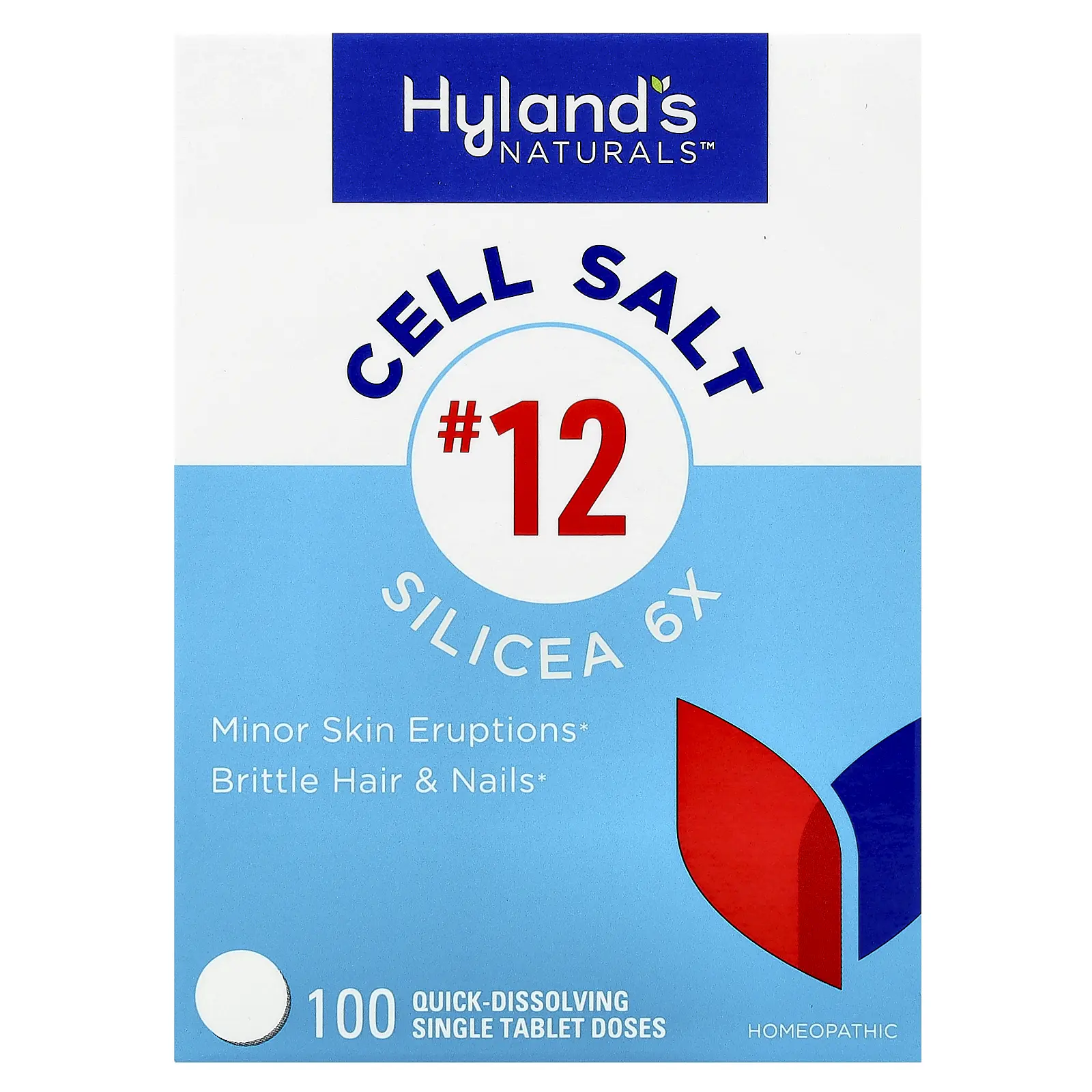 Hyland's Naturals Cell Salt #12, Silicea 6X, 100 Quick-Dissolving Single Tablet | HSA/FSA Eligible