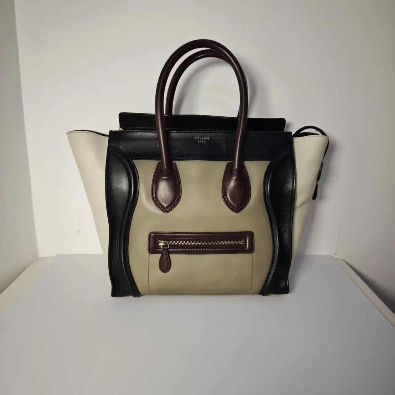 Pre-owned Celine Calfskin Tote Bags Luggage Tote Large Tri Color Leather