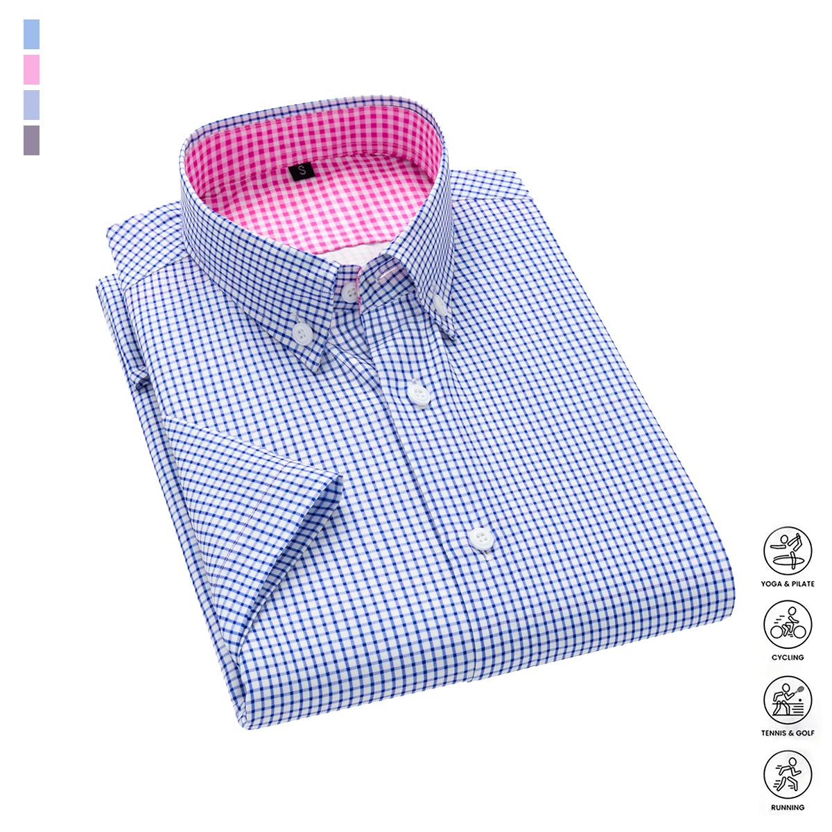 Pack of 4 Men's Summer Casual Business Elegant Short Sleeve Shirts, Solid Color Collared, Breathable Fabric, Lightweight Button Design, Non-Transparent Material, Suitable for Dining Out, Office Work, Parties, Wrinkle-Free Ice Silk Cool Shirts
