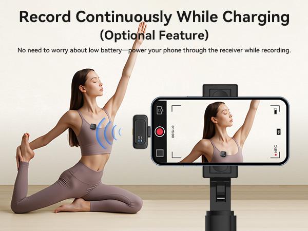 Wireless Lavalier Microphone for iPhone iPad Android with Charging Case,Lapel Mic with Noise Reduction,56H Battery Life, 164ft Range,Mini Microphone for Video Recording,TIKTOK,Vlog,Live Streaming