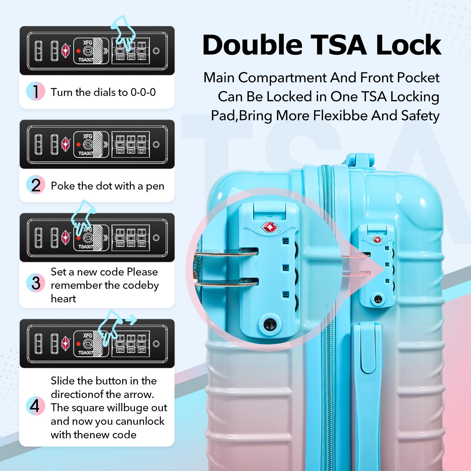UUH 4 Piece luggage sets with TSA Locks - Suitcase & Bags for Travel, PC+ABS Hardshell Luggage TSA Lock Spinner Wheels Hardshell Lightweight