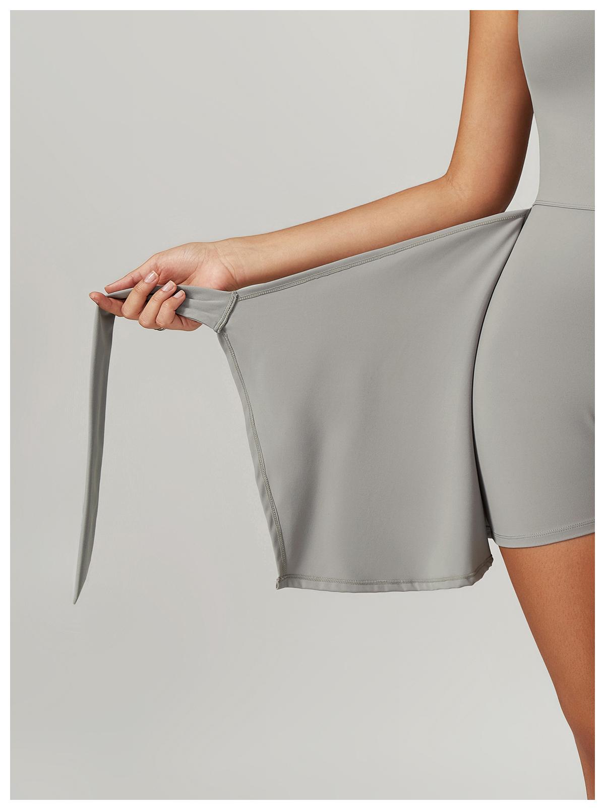 YEOREO Women's Tennis Skirt Sleeveless Yoga Golf Sports Skirt with Ruffle Side Slits Gym Skirt Built-in Shorts